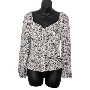 URBAN Romantics Black and White Leopard Print Blouse